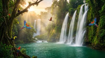 Emerald Jungle River Wallpaper
